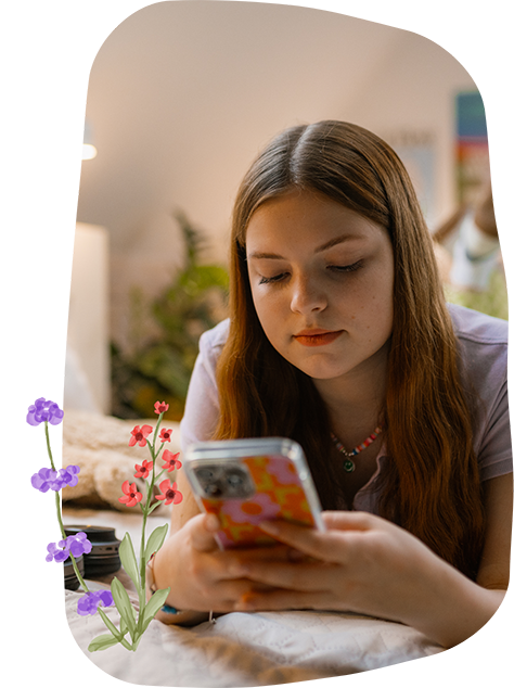 Young woman looking at her phone