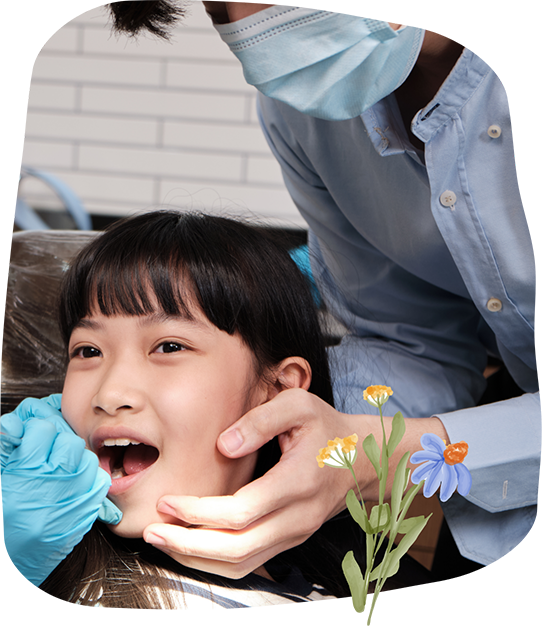 Child receiving a dental exam